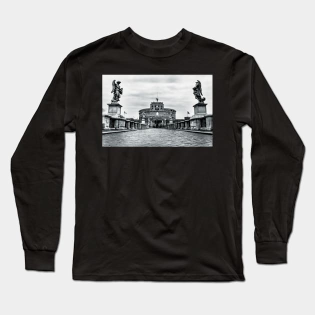 Saint Angel Caste view across Saint Angel Bridge in Rome Long Sleeve T-Shirt by StefanAlfonso